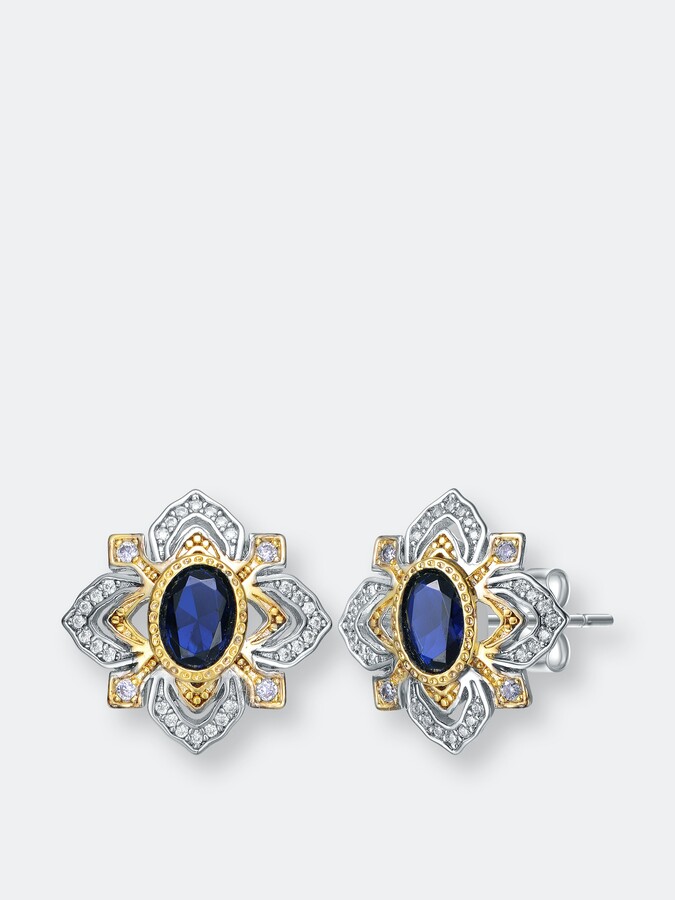 18mm Magnifique saphir Blue-fleurs-Button perles comme avec dentelle noire