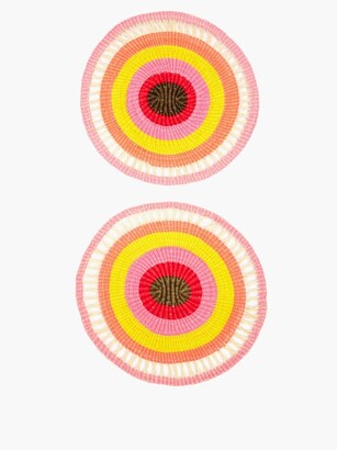 Sensi Set Of Two Straw Placemats - Pink Multi