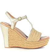 Thumbnail for your product : UGG Fitchie Wedge Sandal In Golden Leather And Beige Rafia