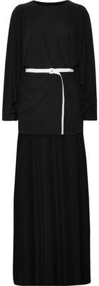 Norma Kamali Belted Asymmetric Jersey Dress - Black