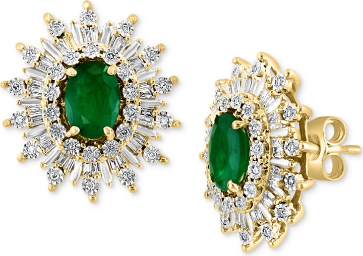 Effy Sapphire (1/3 ct. t.w.) & Diamond (1/3 ct. t.w.) Stud Earrings in 14k White Gold. (Also available in Ruby and Emerald)