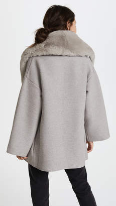 Ferragamo Sweater Coat with Fur Trim