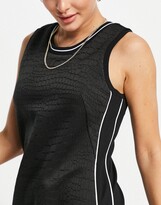 Thumbnail for your product : Calvin Klein croc effect shift dress with contrast stripe in black