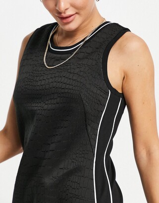 Calvin Klein croc effect shift dress with contrast stripe in black