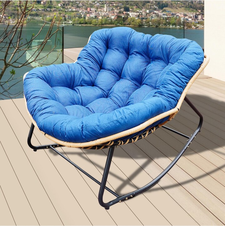 Streamdale Furniture Rattan Wicker Rocking Chair - Indoor/Outdoor - Blue