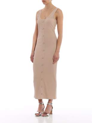 Balmain Rib Knit Cotton Blend Tank Top Maxi Dress