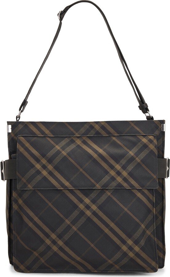 Burberry Trench Tote Check in Grey