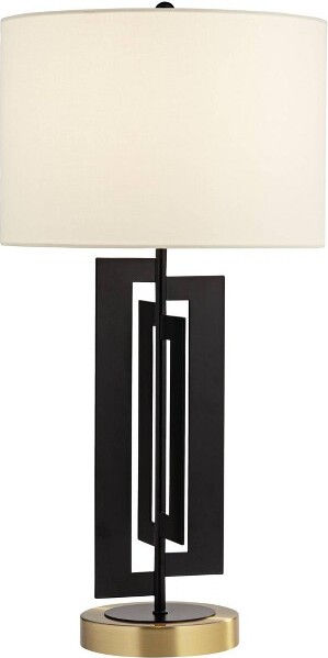 Pacific Coast PacificCoastLightingRazor25"HighRectangularModernTableLampBlackFinishMetalSingleWhiteShadeLivingRoomBedroomBedsideNightstandHouse