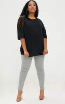 Thumbnail for your product : PrettyLittleThing Plus Black Ribbed Oversized Tee