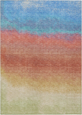 Orren Ellis 8' X 10' Blue Ombre Washable Indoor Outdoor Area Rug