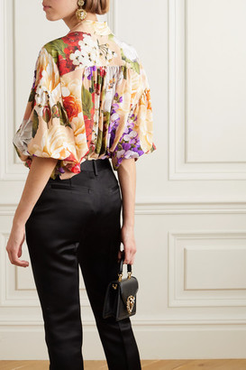Dolce & Gabbana Floral-print Silk Blouse - Beige