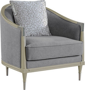 Everly Quinn Fernando Gray Chenille & Champagne Chair W/Pillow