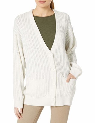 Lacoste Womens Long Sleeve V-Neck Long Chunky Cable Knit Cardigan Sweater -  ShopStyle