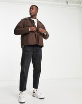 Thumbnail for your product : ASOS DESIGN cropped trench coat in brown