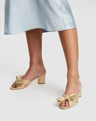 Loeffler Randall Women's Gold Mid-low heels - Emilia Pleated Knot Mules