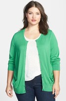 Thumbnail for your product : Sejour Lightweight Button Front Cardigan (Plus Size)