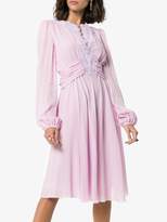Thumbnail for your product : Giambattista Valli macrame lace long sleeve silk dress