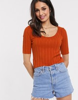 Thumbnail for your product : ASOS DESIGN scoop neck jumper with short sleeve in orange