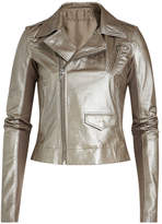 Thumbnail for your product : Rick Owens Metallic Leather Jacket with Virgin Wool Sleeves