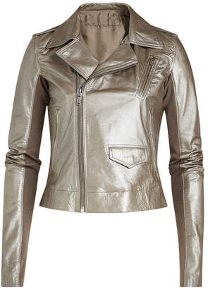 Rick Owens Metallic Leather Jacket with Virgin Wool Sleeves