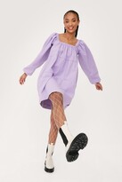 Thumbnail for your product : Nasty Gal Womens Puff Sleeve Denim Mini Smock Dress - Purple - 8