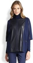 Thumbnail for your product : Lafayette 148 New York Ponte Leather-Detail Jacket