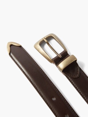 Benny Snake Effect Leather Belt in Brown - Khaite