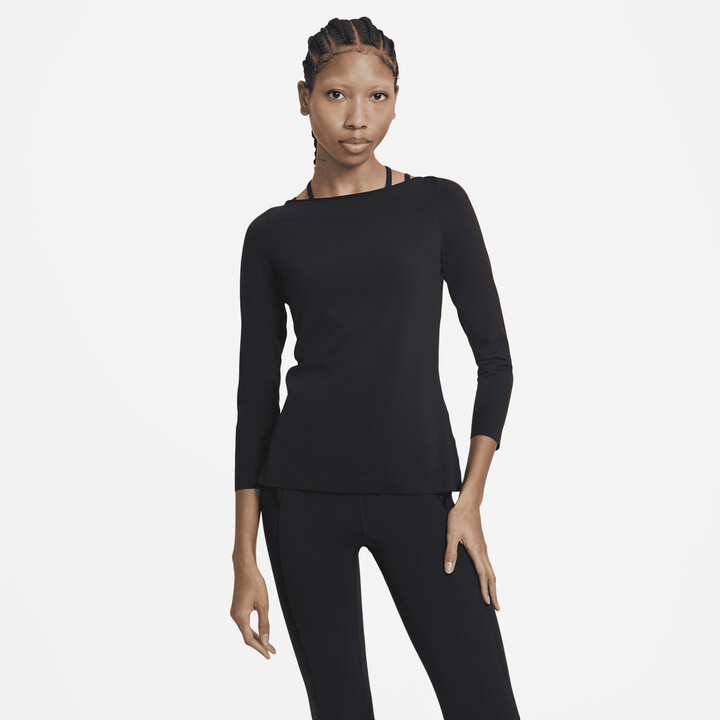 Nike Women's Yoga Luxe Long-Sleeve Top in Black, Size: Small
