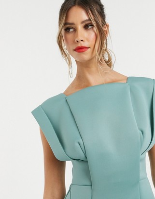 ASOS DESIGN DESIGN square neck mini dress with fold sleeve