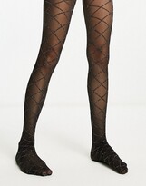 Thumbnail for your product : ASOS DESIGN 40 denier metallic diamond tights in black and silver
