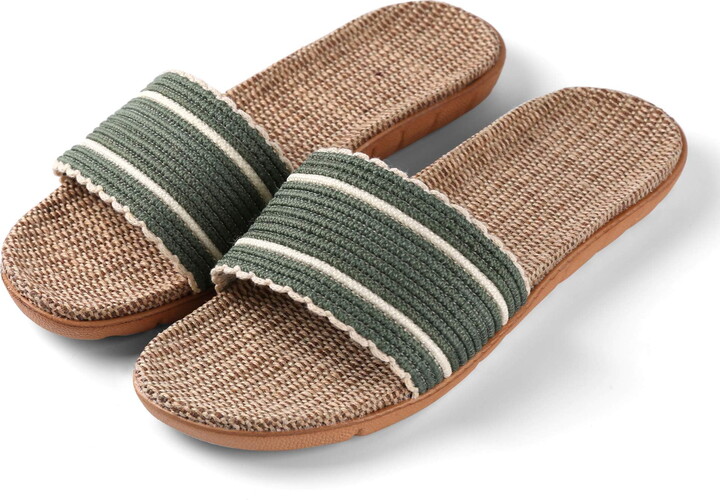 AERUSI Women's Loki Slide Classic Style Slip On Straw Sandals