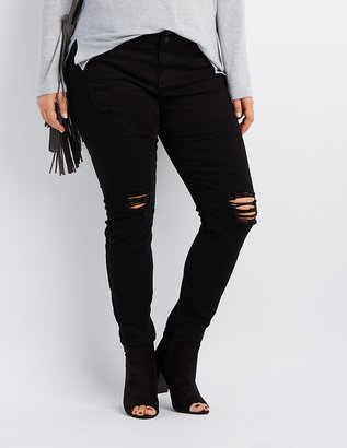 Charlotte Russe Plus Size Cello Destroyed Skinny Jeans