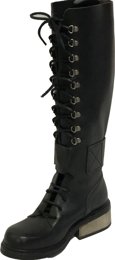 Dirk Bikkembergs Tall Lace Up Boots With Buckle, 1990s