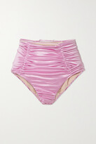 Thumbnail for your product : Isa Boulder Sculpture Cutout Ruched Stretch-satin Bikini Briefs - Pink