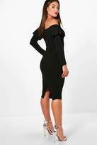 Thumbnail for your product : boohoo Frill Detail Off the Shoulder Midi Dress