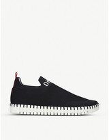 Thumbnail for your product : DKNY Dutch brand-pattern stretch-knit low-top platform trainers