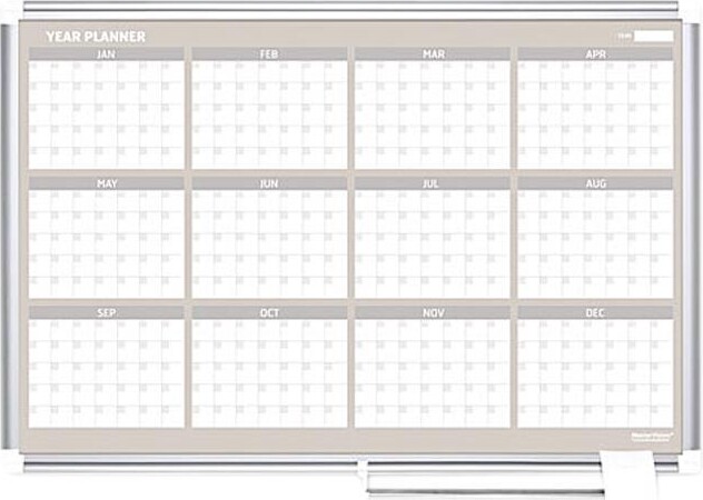 Bi-Silque GA03106830 MasterVision 12 Month Year Planner, 36x24, Aluminum Frame