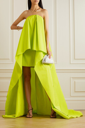 Carolina Herrera Strapless Layered Silk-faille Gown - Lime green