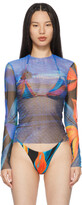 Thumbnail for your product : Louisa Ballou SSENSE Exclusive Blue Mesh Long Sleeve T-Shirt