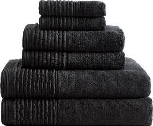 Vera Wang Sculpted Pleat Solid Cotton 6 Piece Towel Set