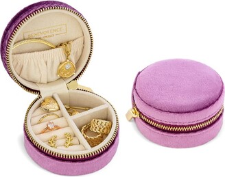 Benevolence La Plush Velvet Rectangular Travel Jewelry Box with Mirror - Ebony
