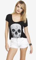 Thumbnail for your product : Express Scoop Neck Graphic Tee - Rhinestone Skull