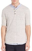 Thumbnail for your product : Vince Linen Jersey Short-Sleeve Henley