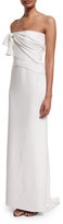 Thumbnail for your product : Versace Knotted Strapless Silk Column Gown, White