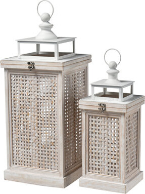 One Allium Way Paley Lantern - Set of 2 Weathered White