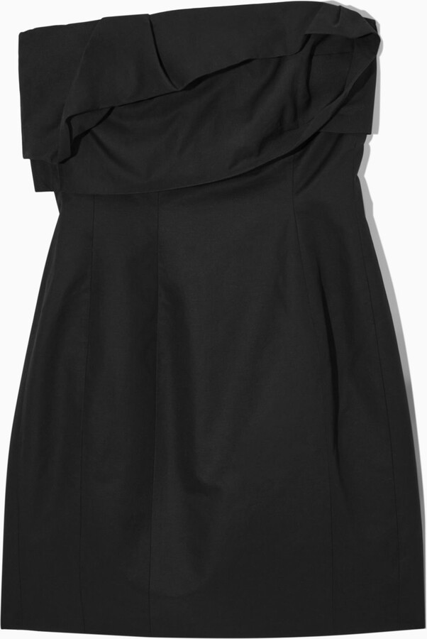 strapless linen mini dress