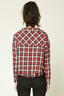 Forever 21 Frayed Plaid Flannel Shirt
