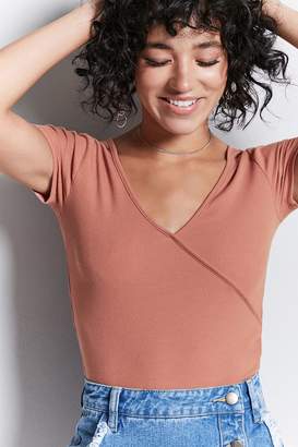Forever 21 Ribbed Faux-Wrap Top