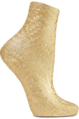Maria La Rosa Ribbed Metallic Silk-blend Socks