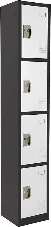 AdirOffice 72" 4-Tier Black and White Storage Locker (ADI629-204-B-W)